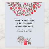 かわいい水の色トナカイのパステルブルーまたは任意の色 ワインラベル (シングルラベル)