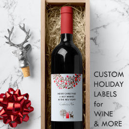 かわいい水の色トナカイのパステルブルーまたは任意の色 ワインラベル