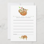 かわいい水の色ナマケモノをテーマにしたベビーシャワーアドバイス 招待状 (正面)