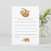 かわいい水の色ナマケモノをテーマにしたベビーシャワーアドバイス 招待状 (スタンド正面)