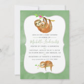 かわいい水の色ナマケモノをテーマにしたベビーシャワー招待状 招待状 (正面)