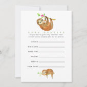 かわいい水の色ナマケモノをテーマにした赤ちゃんシャワー推測 招待状 (正面)