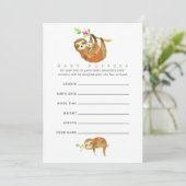 かわいい水の色ナマケモノをテーマにした赤ちゃんシャワー推測 招待状 (スタンド正面)