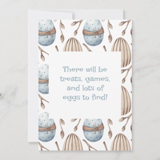 かわいい水の色バニーイースターエッグ狩り 招待状 (裏面)