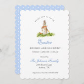 かわいい水の色バニーイースターブランチ&エッグ狩り シーズンカード (正面/裏面)