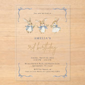 かわいい水の色バニーキッドイースターバースデーパーティー アクリル招待状 (正面)