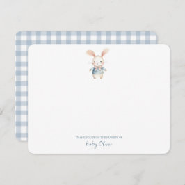 かわいい水の色バニーギンガムフラットサンキュー サンキューカード