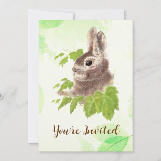 かわいい水の色バニーラビットイースターエッグパーティーインヴィ 招待状 (正面)