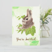 かわいい水の色バニーラビットイースターエッグパーティーインヴィ 招待状 (スタンド正面)