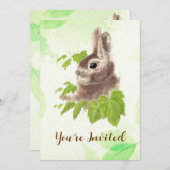 かわいい水の色バニーラビットイースターエッグパーティーインヴィ 招待状 (正面/裏面)