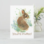 かわいい水の色バニーラビットバースデーパーティー招待状 招待状 (スタンド正面)