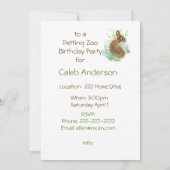 かわいい水の色バニーラビットバースデーパーティー招待状 招待状 (裏面)