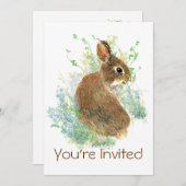 かわいい水の色バニーラビットバースデーパーティー招待状 招待状 (正面/裏面)