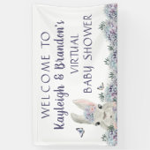 かわいい水の色バニー仮想ベビーシャワーへようこそ 横断幕 (縦)