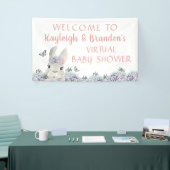 かわいい水の色バニー仮想ベビーシャワーへようこそ 横断幕 (トレードショー)