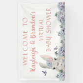 かわいい水の色バニー仮想ベビーシャワーへようこそ 横断幕 (縦)