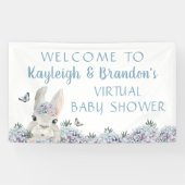 かわいい水の色バニー仮想ベビーシャワーへようこそ 横断幕 (横)