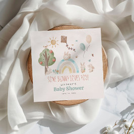 かわいい水の色バニー男女兼用赤ちゃんシャワー スタンダードカクテルナプキン