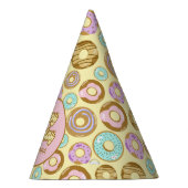 かわいい水の色パステルスプリンクルドナッツイエロー パーティーハット (右)