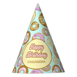 かわいい水の色パステルスプリンクルドナッツグリーン パーティーハット