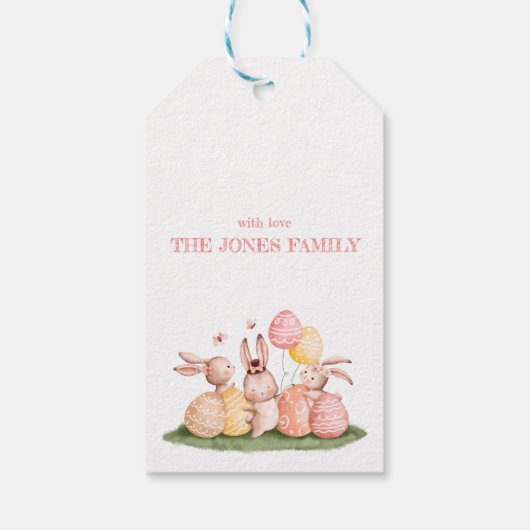 かわいい水の色パステルバニー&エッグイースターフェイバー ギフトタグ (裏面)