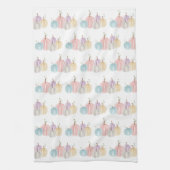 かわいい水の色パステルパンプキンパターンサンクスギビン キッチンタオル (縦)