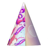 かわいい水の色パステルユニコーン虹のドーナツ パーティーハット (裏面)