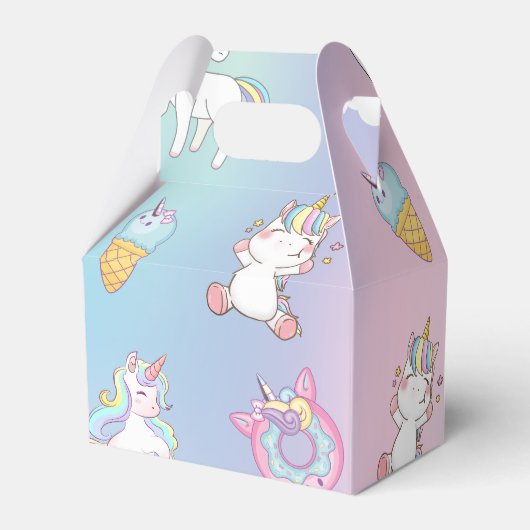 かわいい水の色パステルユニコーン虹のドーナツ フェイバーボックス (裏面サイド)