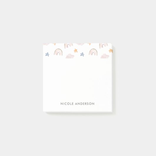 かわいい水の色パステルレインボークラウドスターズ ポストイット (正面)