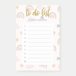 かわいい水の色パステル虹の雲のリストを行う ポストイット