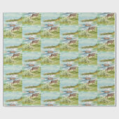 かわいい水の色パパと息子 ラッピングペーパー (フラット)