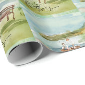 かわいい水の色パパと息子 ラッピングペーパー (ロールコーナー)