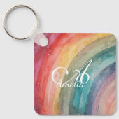 かわいい水の色パーソナライズされた虹 キーホルダー (正面)