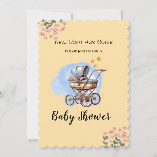 かわいい水の色パーソナライズされた赤ちゃんシャワー 招待状 (正面)