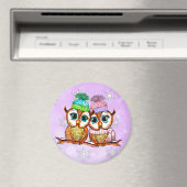 かわいい水の色フクロウズキッチン冷蔵庫 マグネット (インサイチュ (食洗機))