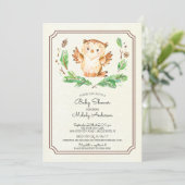 かわいい水の色フクロウニュートラルベビーシャワー招待状 招待状 (スタンド正面)