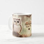 かわいい水の色フクロウパーソナライズされたコーヒーマグ コーヒーマグカップ (正面左)