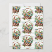 かわいい水の色フローライースターバスケットとバニー 招待状 (裏面)