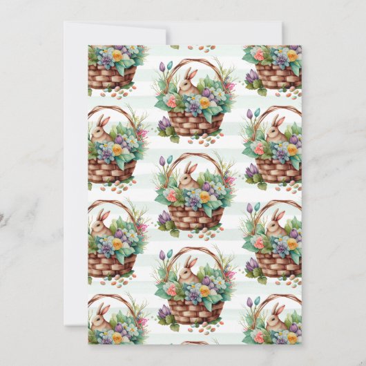 かわいい水の色フローライースターバスケットとバニー 招待状