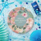 かわいい水の色フローラボホシック女の子の赤ちゃんシャワー ペーパープレート (パーティー)