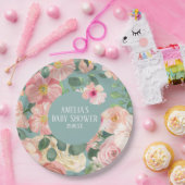 かわいい水の色フローラボホシック女の子の赤ちゃんシャワー ペーパープレート (パーティー)