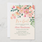 かわいい水の色フローラボホシック女の子の赤ちゃんシャワー 招待状 (正面)