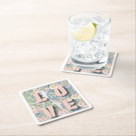 かわいい水の色フローララブコースター スクエアペーパーコースター