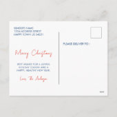 かわいい水の色ブルーハウスカーメリークリスマス シーズンポストカード (裏面)