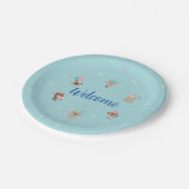 かわいい水の色ベビーアニマル誕生日アクア紙P ペーパープレート (アングル)