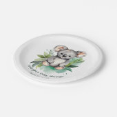 かわいい水の色ベビーコアラベビーシャワー ペーパープレート (アングル)