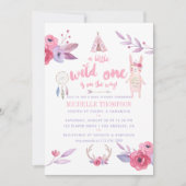 かわいい水の色ボホトライバルガール赤ちゃんシャワー 招待状 (正面)