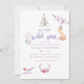 かわいい水の色ボホトライバルボーイバースデーパーティー 招待状 (正面)