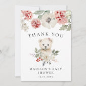 かわいい水の色ポーラクマ冬のベビーシャワー サンキューカード (正面)