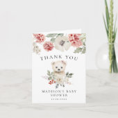 かわいい水の色ポーラクマ冬のベビーシャワー サンキューカード (正面)